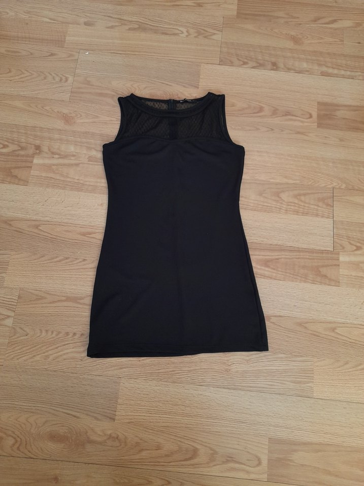 Siyah Puantiyeli Dantelli Mini Elbise - Görsel 5