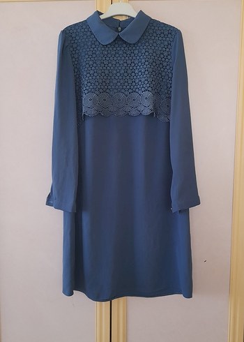 Dantel Detaylı Lacivert Midi Tunik - Görsel 3