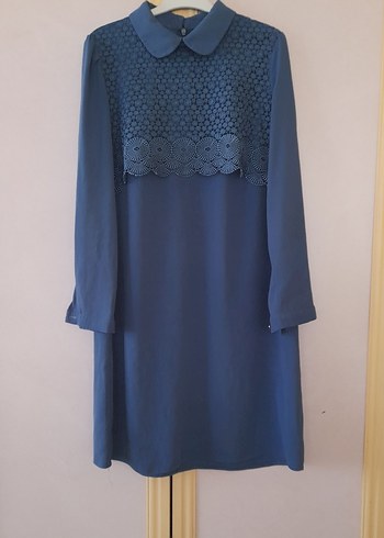 Dantel Detaylı Lacivert Midi Tunik - Görsel 2