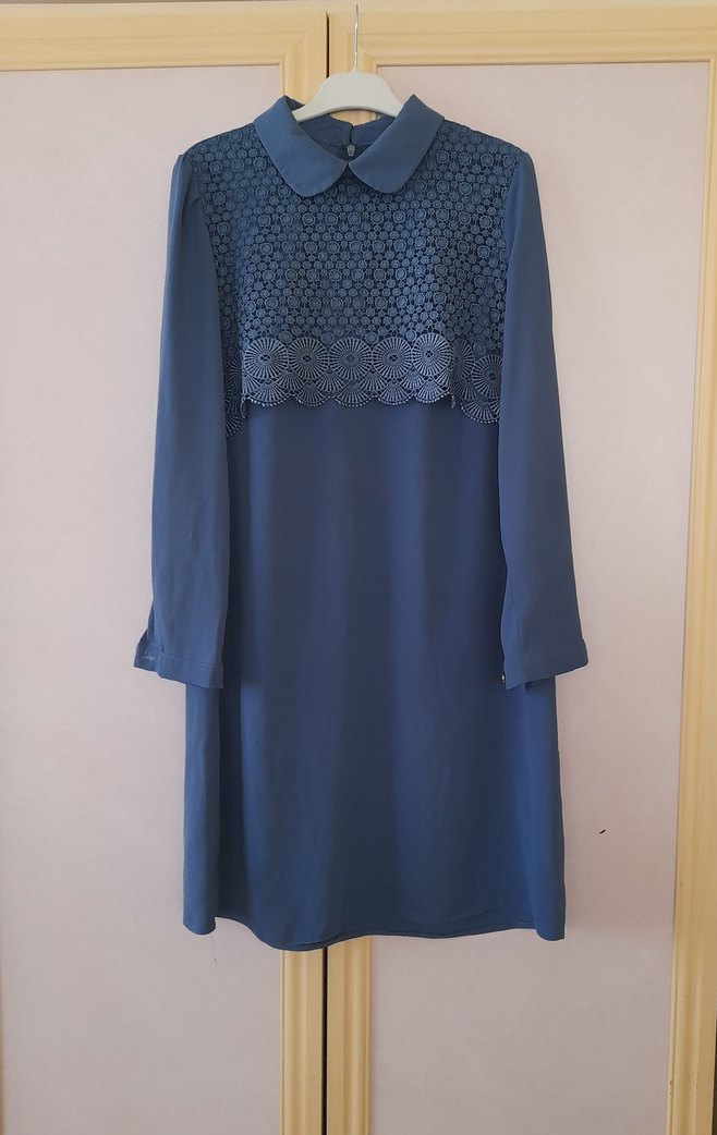 Dantel Detaylı Lacivert Midi Tunik - Görsel 3