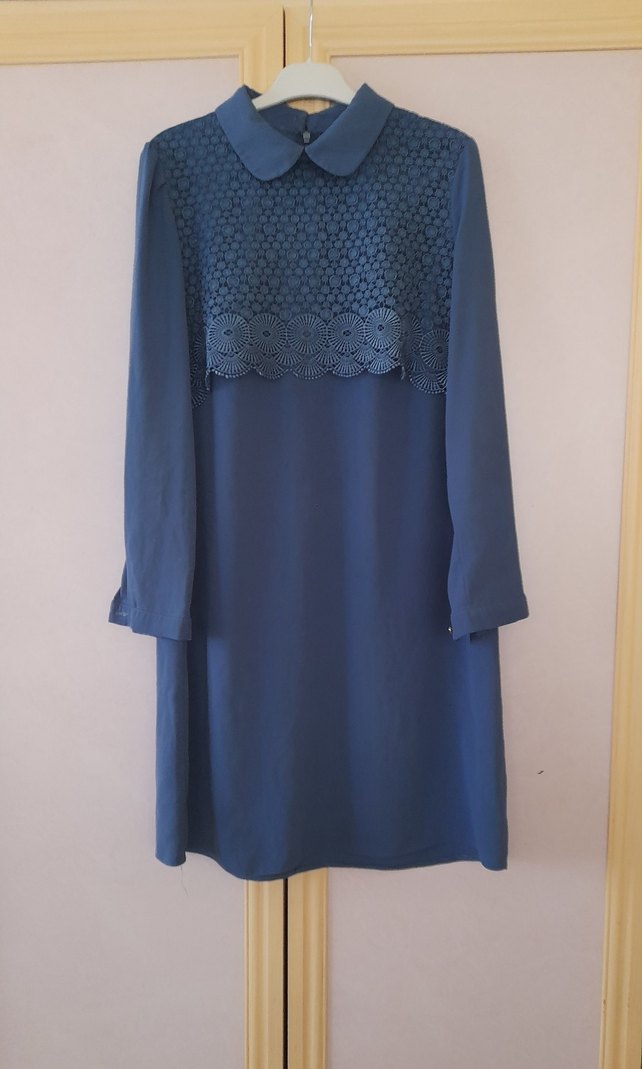 Dantel Detaylı Lacivert Midi Tunik - Görsel 2