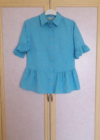 Mavi Kısa Kollu Gömlek - Görsel 2