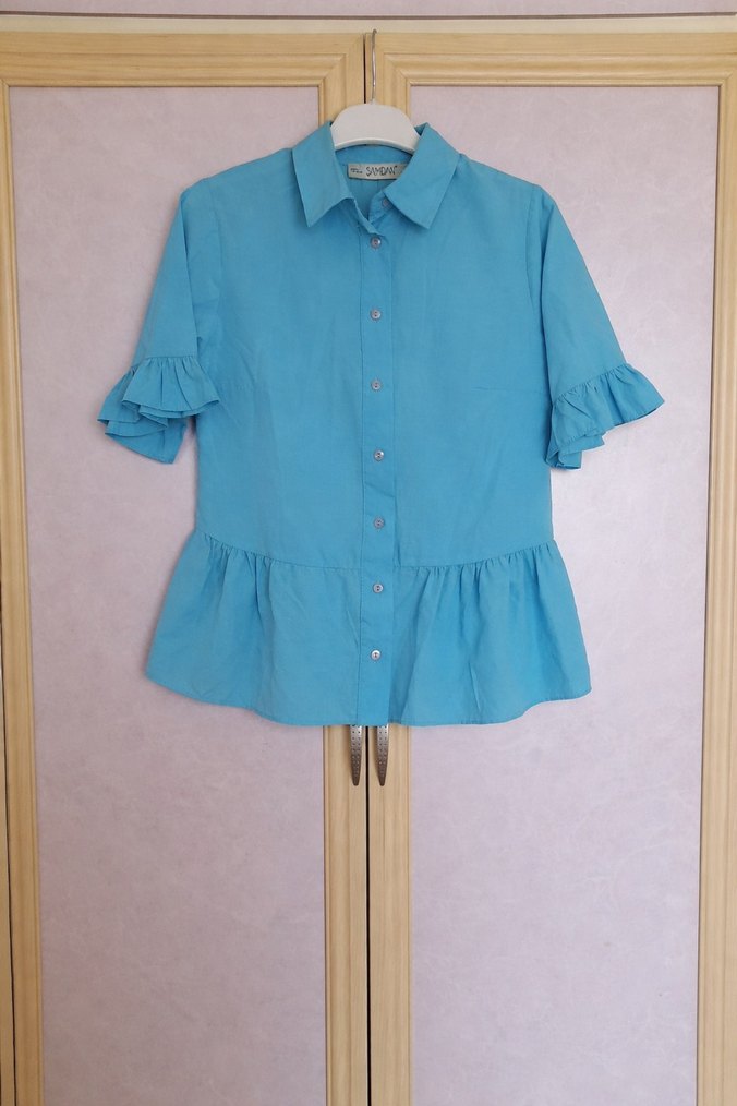 Mavi Kısa Kollu Gömlek - Görsel 2