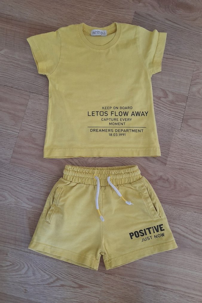 Sarı Kısa Kollu Bebek Erkek Takımı - Görsel 2