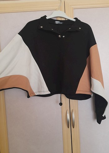 Düğmeli Siyah Sweatshirt - Görsel 2