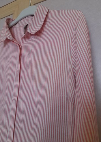Pembe Çizgili Uzun Kollu Gömlek - Görsel 3