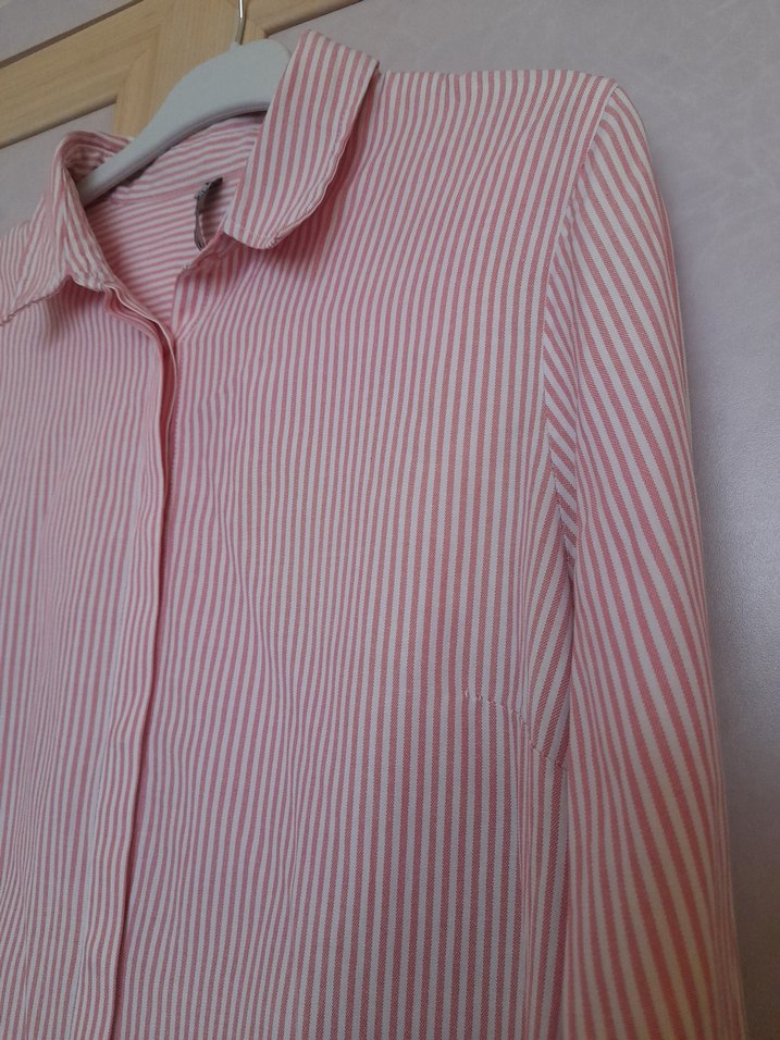 Pembe Çizgili Uzun Kollu Gömlek - Görsel 3