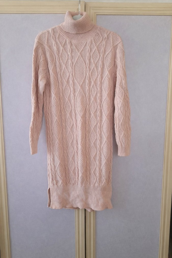 Bej Uzun Kollu Boğazlı Triko Kazak - Görsel 2