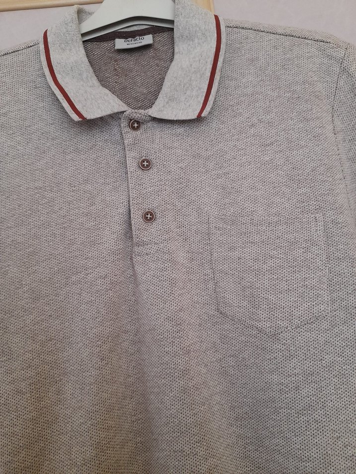 Gri Kısa Kollu Polo Tişört - Görsel 2