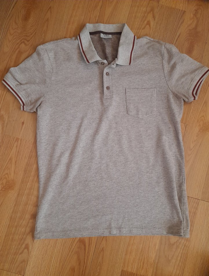 Gri Kısa Kollu Polo Tişört - Görsel 3