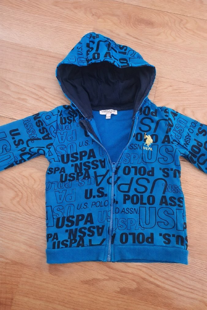 Erkek Çocuk Mavi Kapüşonlu Fermuarlı Sweatshirt - Görsel 2