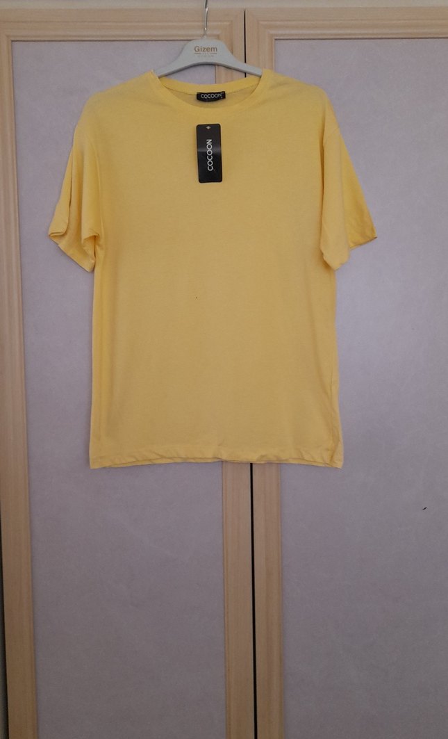 Sarı Kadın Kısa Kollu Basic Tişört - Görsel 4