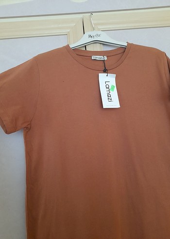 Kahverengi Kısa Kollu Salaş Tişört - Görsel 2