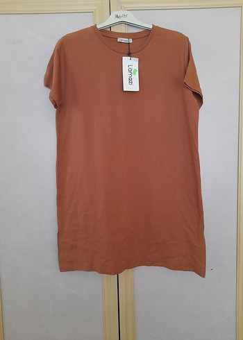 Kahverengi Kısa Kollu Salaş Tişört - Görsel 3