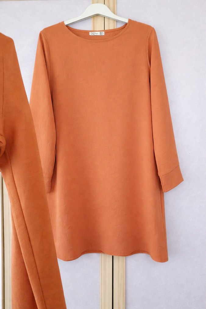 Bej Uzun Kollu Kadın İkili Takım - Görsel 2