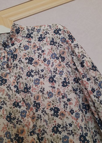 Düğmeli Yüksek Yakalı Bohem Kadın Bluz - Görsel 3