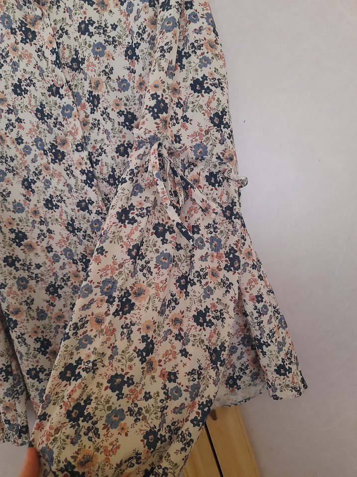 Düğmeli Yüksek Yakalı Bohem Kadın Bluz - Görsel 5