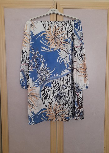 Mavi Desenli Bohem Mini Tunik - Görsel 4