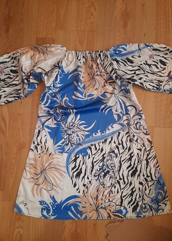 Mavi Desenli Bohem Mini Tunik - Görsel 3