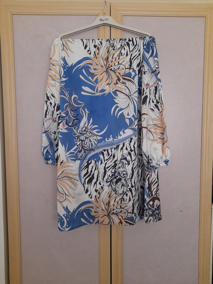 Mavi Desenli Bohem Mini Tunik - Görsel 4