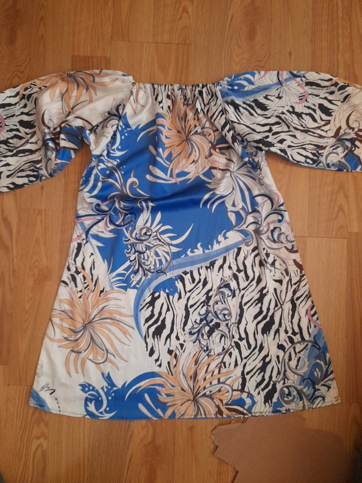 Mavi Desenli Bohem Mini Tunik - Görsel 2