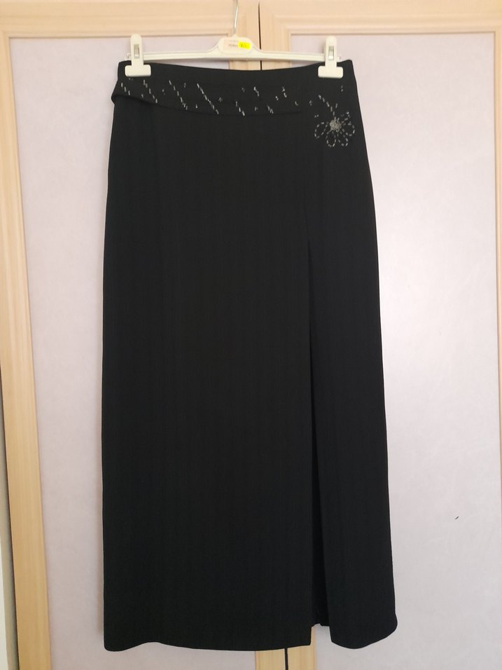 Siyah Uzun Kadın Etek, Kemerli, Gotik Tarz - Görsel 3