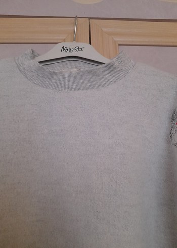 Nakışlı Gri Kadın Sweatshirt - Görsel 6