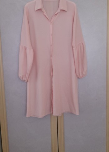 xl Beden pembe Renk Pudra Pembe Uzun Kollu Bohem Tunik