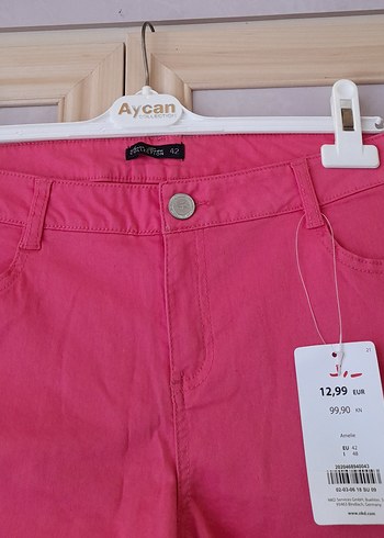 42 Beden pembe Renk Düğmeli Loose Fit Pembe Mini Şort