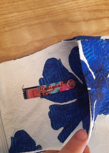 Desigual Mavi Çiçek Desenli Kolsuz Kalem Elbise
