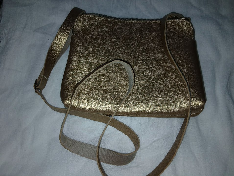 Bej Deri Kadın Çantası Fermuarlı - Görsel 2