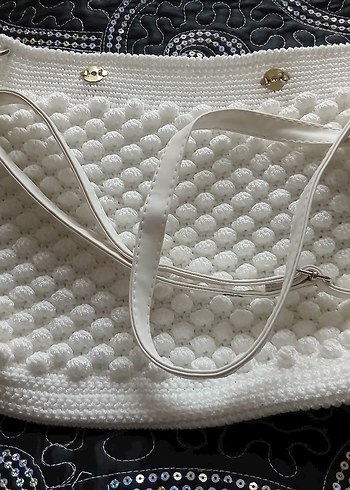 Beyaz Örgü Kadın Çanta - Görsel 3