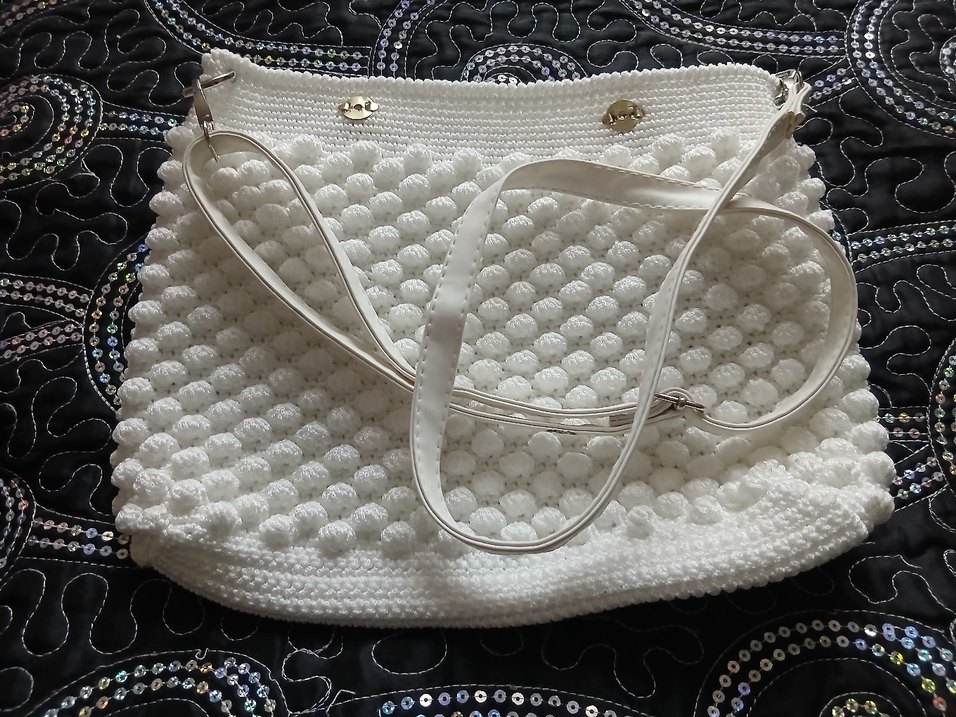 Beyaz Örgü Kadın Çanta - Görsel 3