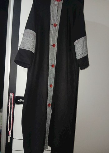 Düğmeli Siyah Uzun kışlık kadın pardesü - Görsel 5