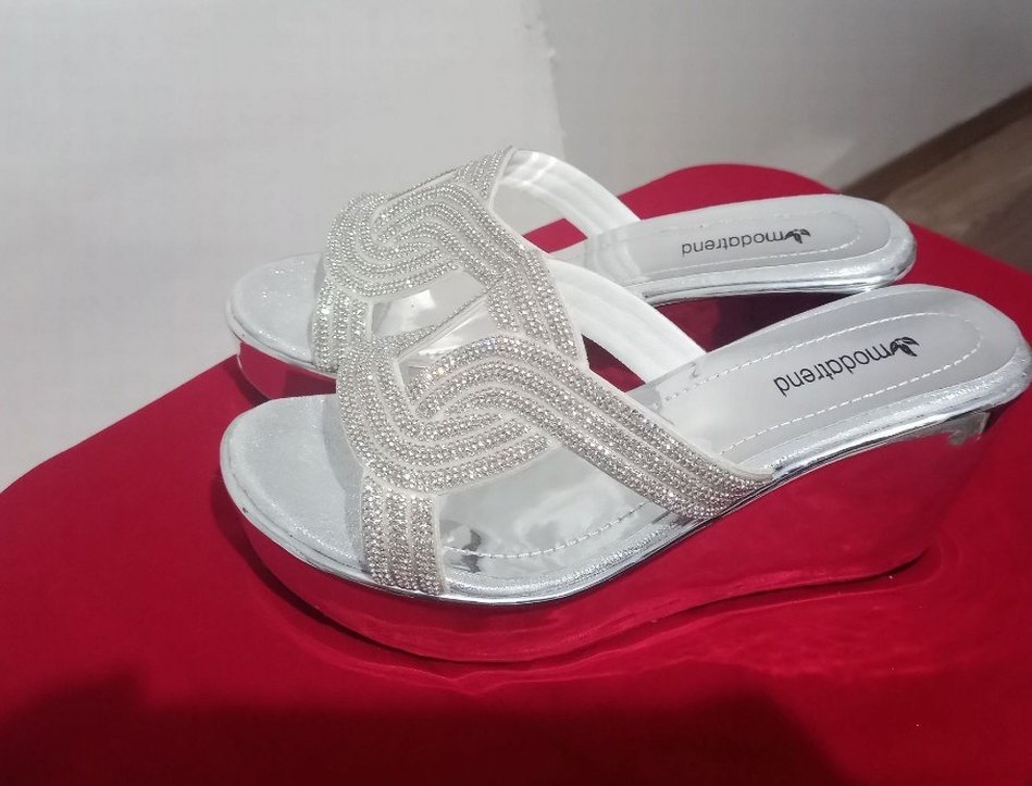 Beyaz Payetli Dolgu Topuklu Kadın Abiye Ayakkabı - Görsel 4