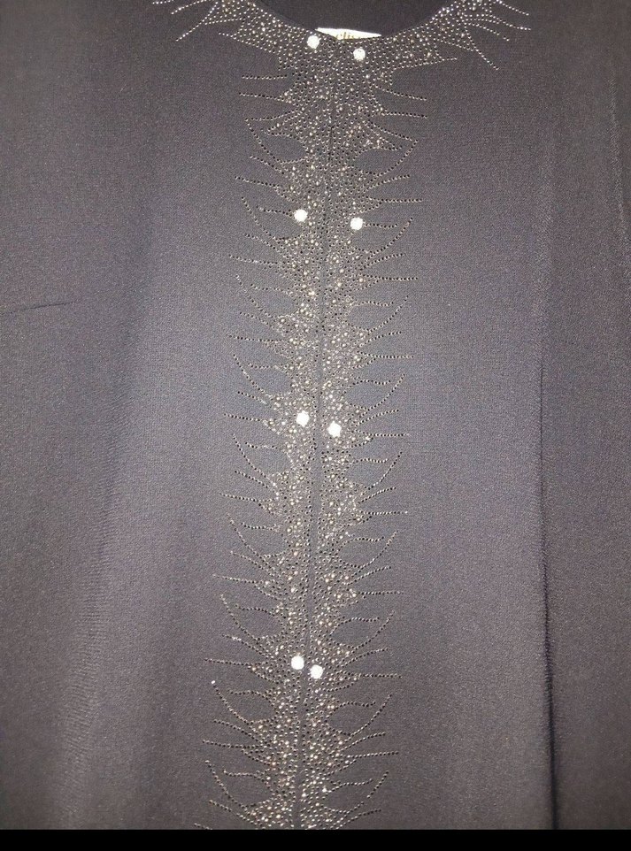 Siyah Uzun Kollu İşlemeli Kadın Elbise - Görsel 5