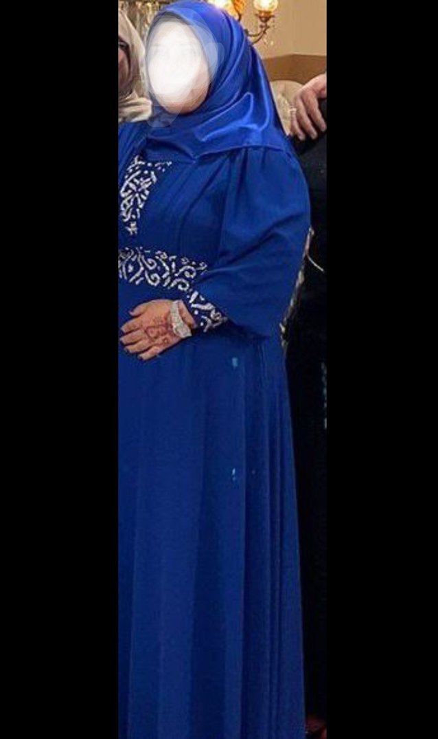 Saks mavi İşlemeli Abiye Elbise - Görsel 3