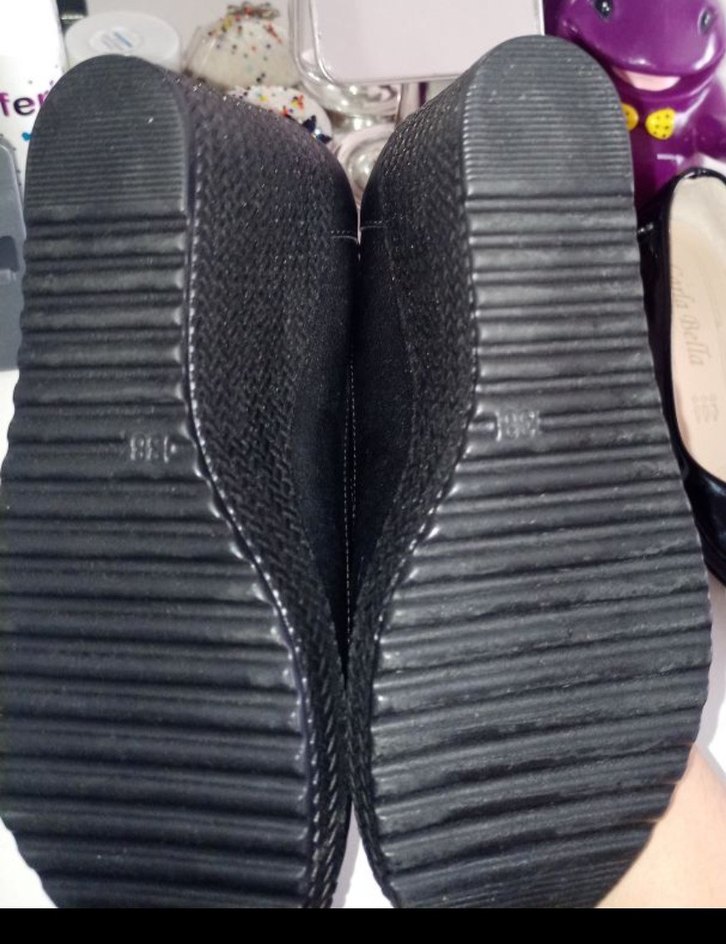 Siyah Tokalı Kadın Dolgu Topuk Ayakkabı - Görsel 3