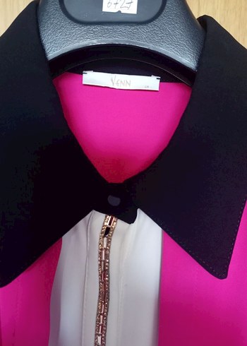 Uzun Kollu Pembe Kadın Elbise - Görsel 2