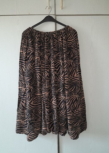 Armine Kahverengi Zebra Desenli Pilili Uzun şalvar
