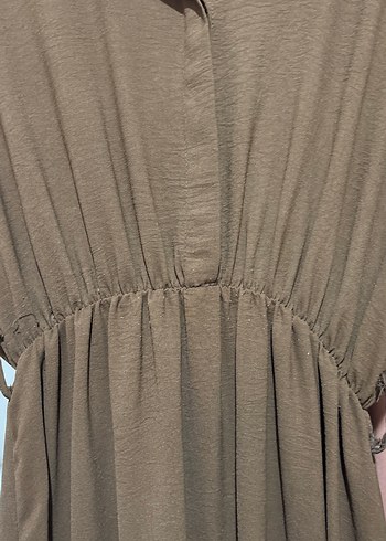 Kahverengi Kemerli V Yaka Uzun Elbise - Görsel 3