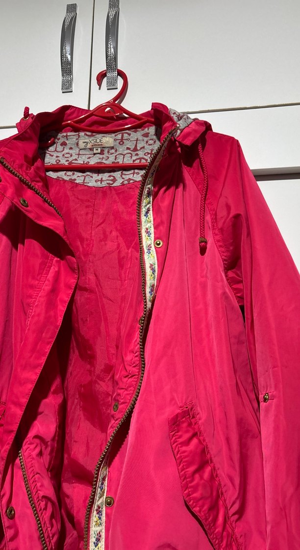 Pembe Kapüşonlu Rahat Kesim Kadın Ceket - Görsel 2