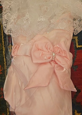 Pembe Nakışlı Bebek Kundak Örtüsü - Görsel 2