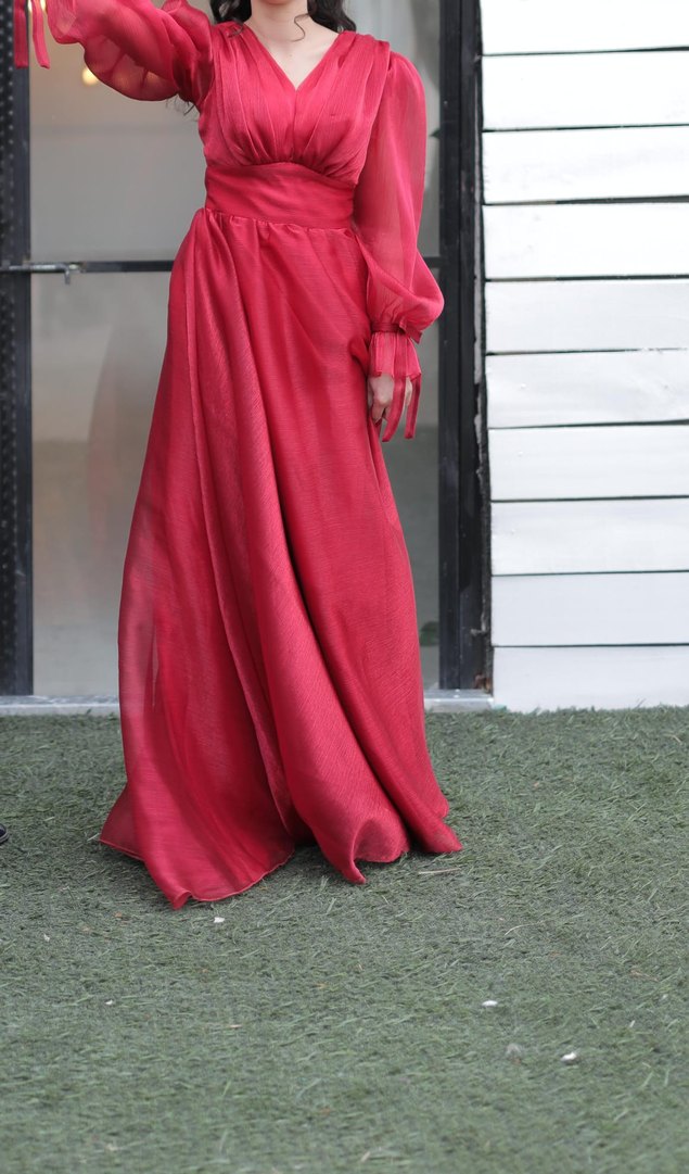 Kırmızı Abiye Elbise - Görsel 3