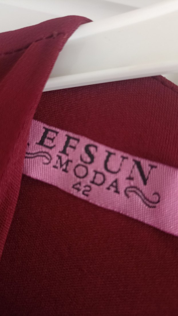 Bordo Uzun Drapeli Bohem Elbise - Görsel 5