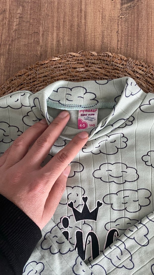 Kız Çocuk Gri Pamuklu Uzun Kollu Tişört - Görsel 3