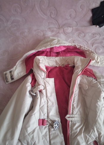 Kız Çocuk Kapüşonlu Pembe Mont - Görsel 4