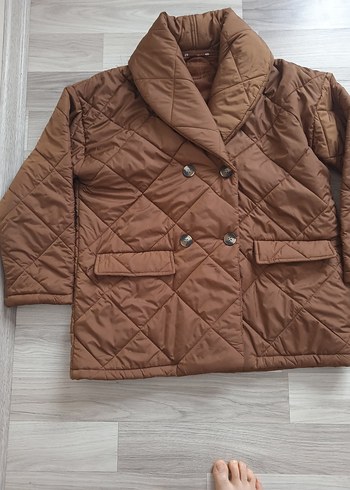 Düğmeli Kahverengi Kadın Kışlık Mont - Görsel 5