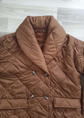 Düğmeli Kahverengi Kadın Kışlık Mont - Görsel 6