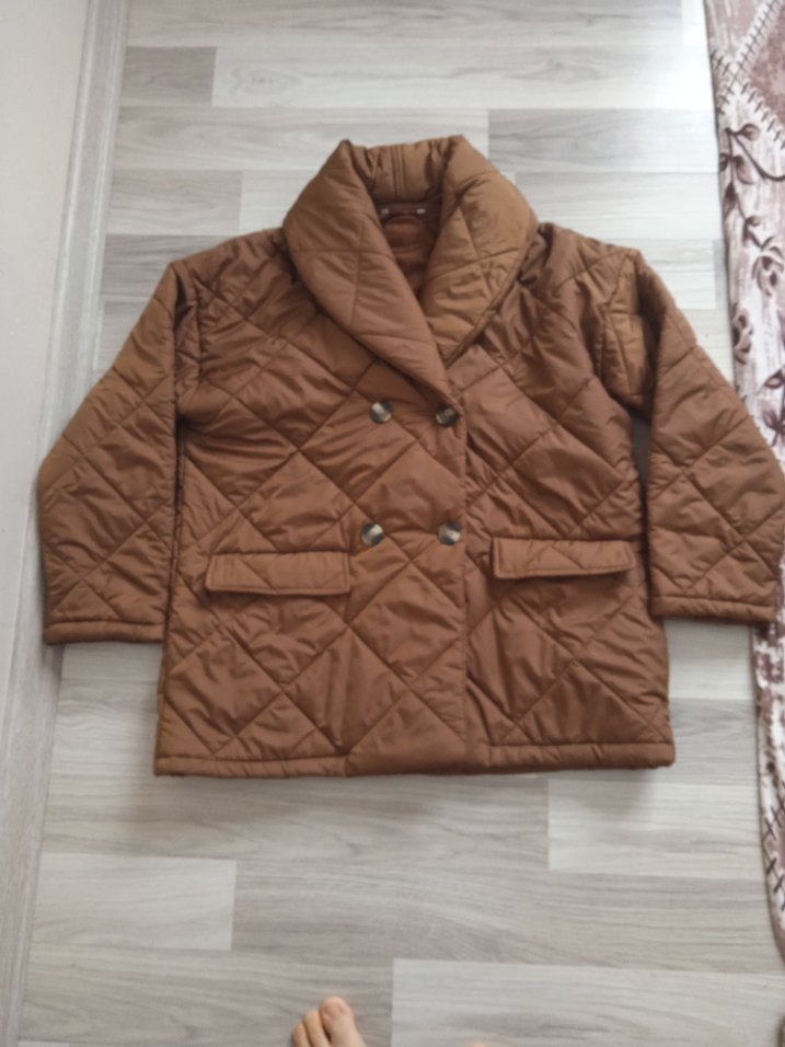 Düğmeli Kahverengi Kadın Kışlık Mont - Görsel 4